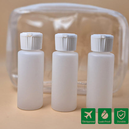 Translucent Squeeze Plastic Bottles with Flip Top Caps – 2 oz TSA Approved Set of 3 – Chemical Resistant, FDA Compliant – Ideal for Cosmetics, Shampoo, Conditioner & DIY Projects
