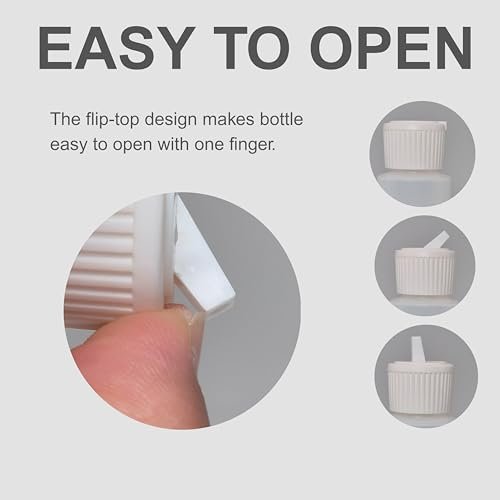 Translucent Squeeze Plastic Bottles with Flip Top Caps – 2 oz TSA Approved Set of 3 – Chemical Resistant, FDA Compliant – Ideal for Cosmetics, Shampoo, Conditioner & DIY Projects - görsel 8