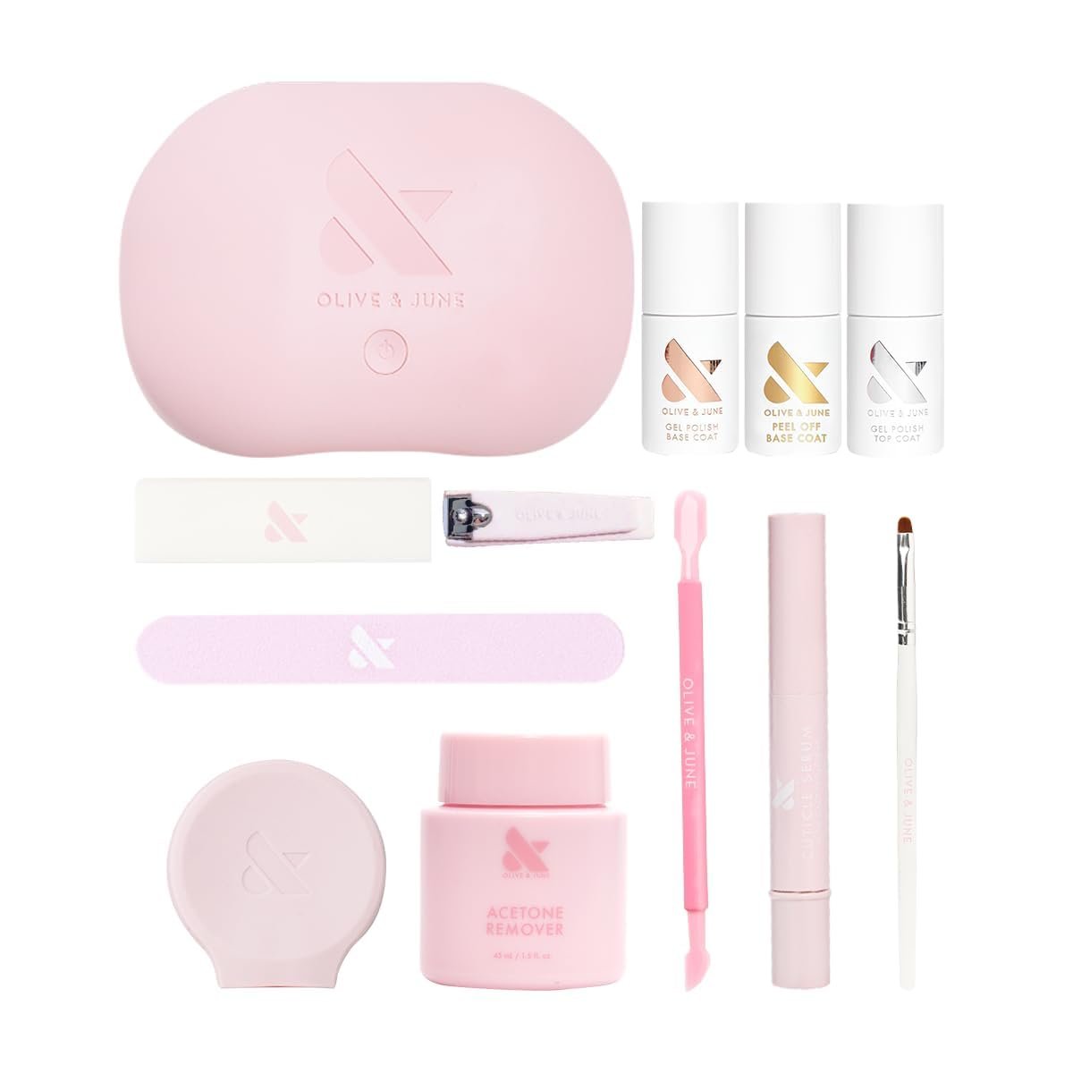 Olive & June Gel Mani System Set – Complete At-Home Gel Nail Kit with LED Lamp, Peel-Off Base Coat, Top Coat, Cuticle Serum & The Poppy (15-Free, Vegan, Cruelty-Free) Avelisse
