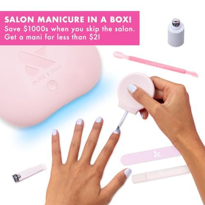 Olive & June Gel Mani System Set – Complete At-Home Gel Nail Kit with LED Lamp, Peel-Off Base Coat, Top Coat, Cuticle Serum & The Poppy (15-Free, Vegan, Cruelty-Free) Avelisse
