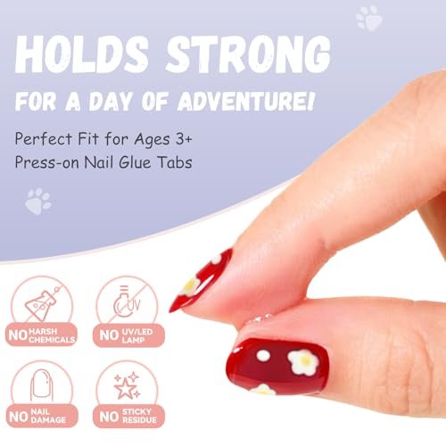 Jolly Snaps XS Non-Toxic Nail Adhesive Tabs for Kids | 480 PCS Extra Strong Sticky Tabs for Press On Nails | Ultra Thin & Easy to Use | 20 Sheets Nail Glue Tabs - görsel 10