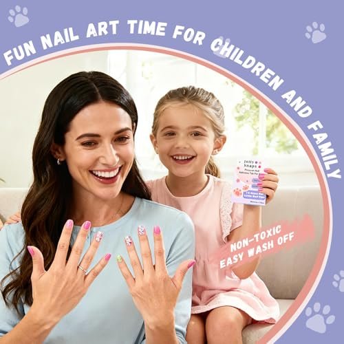 Jolly Snaps XS Non-Toxic Nail Adhesive Tabs for Kids | 480 PCS Extra Strong Sticky Tabs for Press On Nails | Ultra Thin & Easy to Use | 20 Sheets Nail Glue Tabs - görsel 4