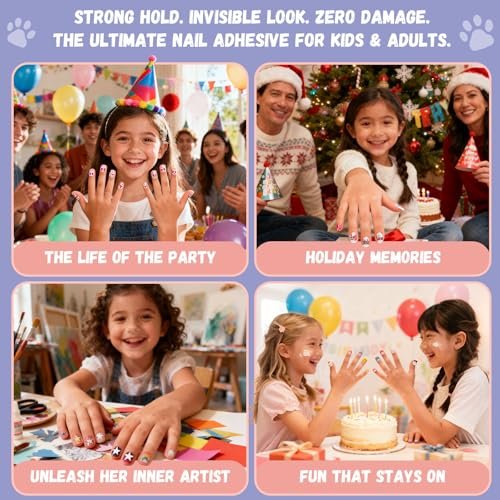 Jolly Snaps XS Non-Toxic Nail Adhesive Tabs for Kids | 480 PCS Extra Strong Sticky Tabs for Press On Nails | Ultra Thin & Easy to Use | 20 Sheets Nail Glue Tabs - görsel 14