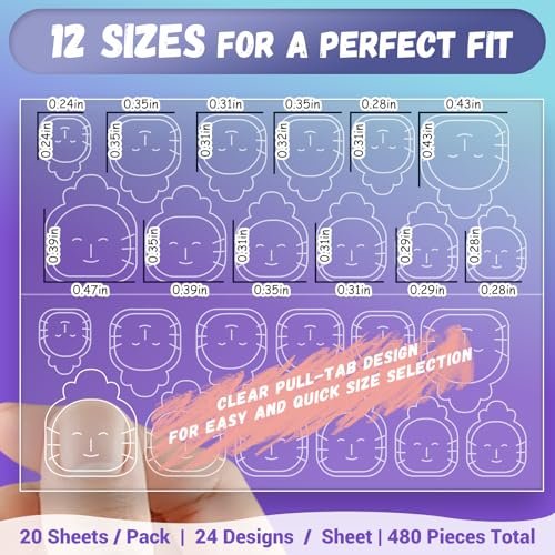 Jolly Snaps XS Non-Toxic Nail Adhesive Tabs for Kids | 480 PCS Extra Strong Sticky Tabs for Press On Nails | Ultra Thin & Easy to Use | 20 Sheets Nail Glue Tabs - görsel 6