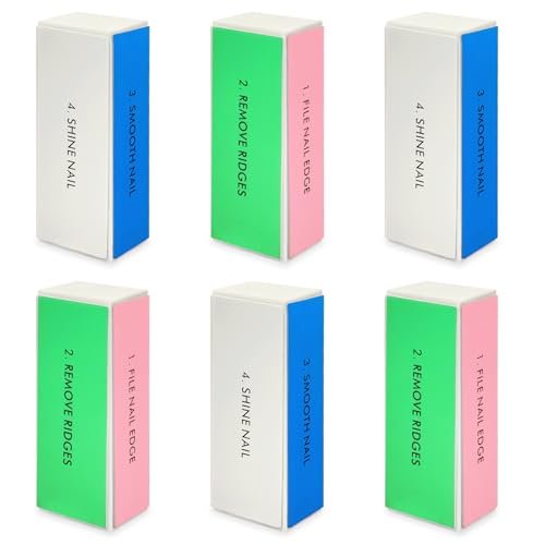 6-Pack Large Square Sponge Nail Buffer Block - 4-Way Nail File and Buffer for Smooth and Shiny Nails | Manicure and Pedicure Essentials Avelisse