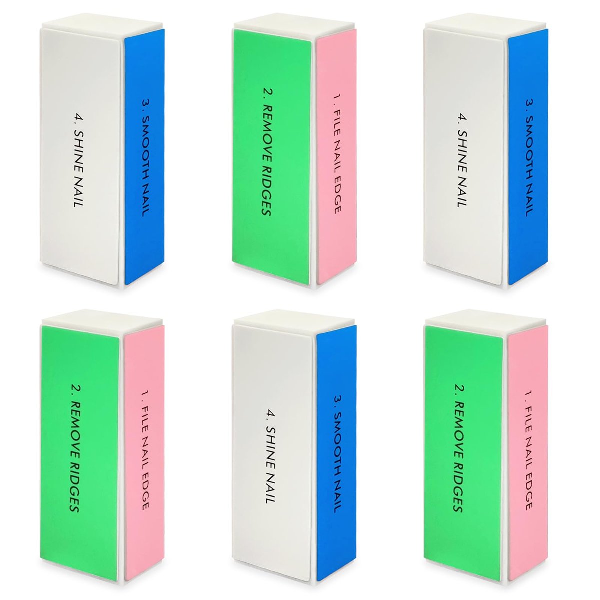 6-Pack Large Square Sponge Nail Buffer Block - 4-Way Nail File and Buffer for Smooth and Shiny Nails | Manicure and Pedicure Essentials Avelisse