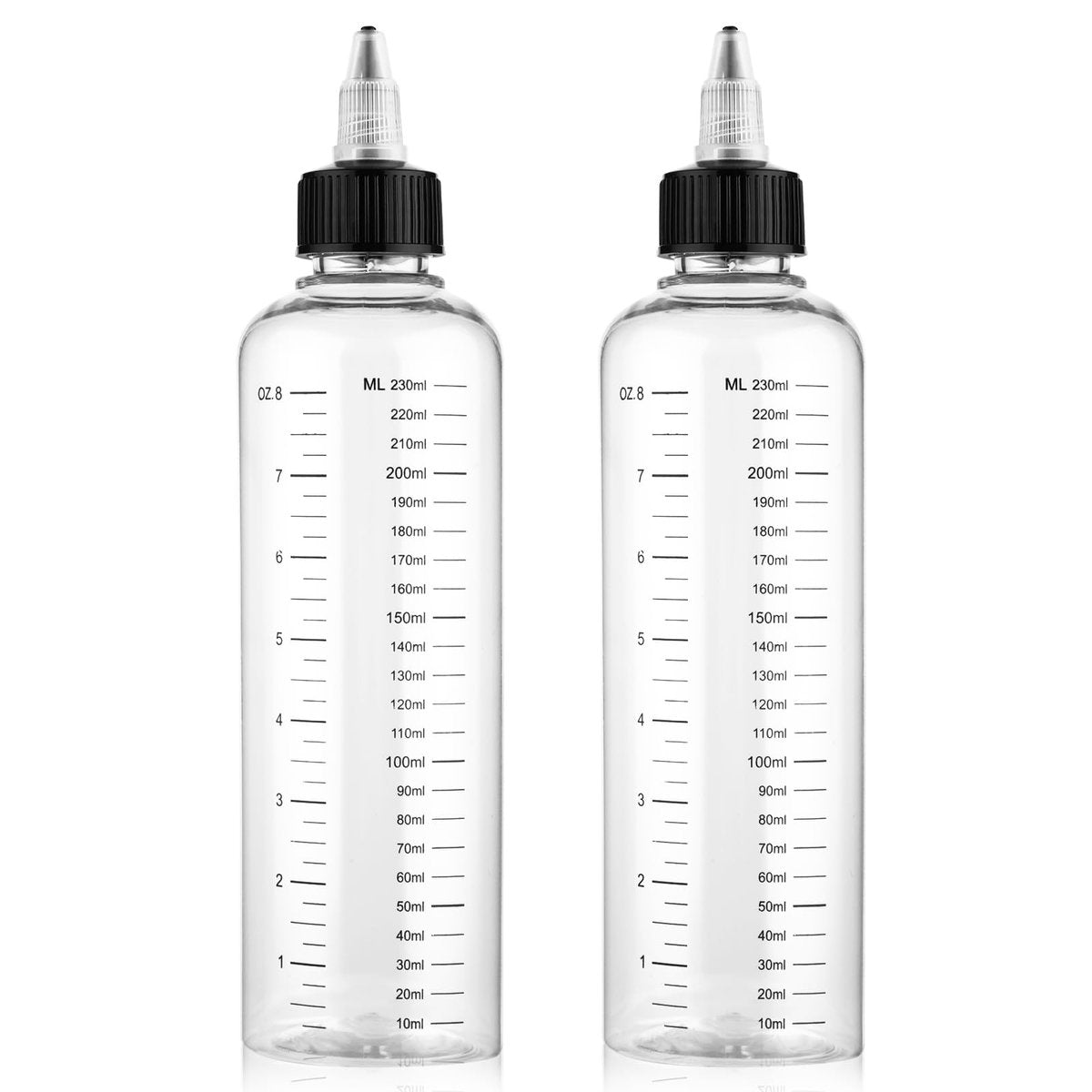 SynHHergyx 2 Pack Applicator Bottle for Hair 8.5oz Hair Oil Container Plastic Hairs Color Dispenser for Salon Stylist Twist-On Top Tip Cap with Clear Graduated Scale - görsel 1