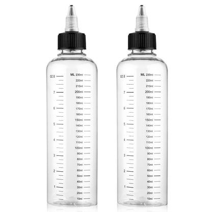 SynHHergyx 2 Pack Applicator Bottle for Hair 8.5oz Hair Oil Container Plastic Hairs Color Dispenser for Salon Stylist Twist-On Top Tip Cap with Clear Graduated Scale