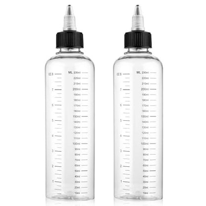 SynHHergyx 2 Pack Applicator Bottle for Hair 8.5oz Hair Oil Container Plastic Hairs Color Dispenser for Salon Stylist Twist-On Top Tip Cap with Clear Graduated Scale