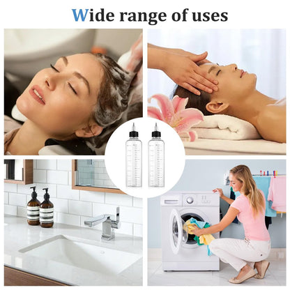 SynHHergyx 2 Pack Applicator Bottle for Hair 8.5oz Hair Oil Container Plastic Hairs Color Dispenser for Salon Stylist Twist-On Top Tip Cap with Clear Graduated Scale