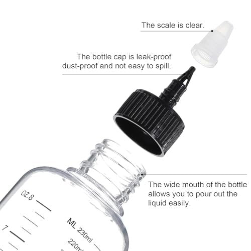 SynHHergyx 2 Pack Applicator Bottle for Hair 8.5oz Hair Oil Container Plastic Hairs Color Dispenser for Salon Stylist Twist-On Top Tip Cap with Clear Graduated Scale - görsel 6