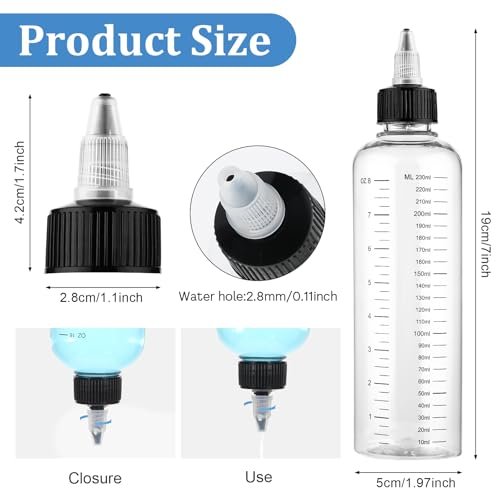 SynHHergyx 2 Pack Applicator Bottle for Hair 8.5oz Hair Oil Container Plastic Hairs Color Dispenser for Salon Stylist Twist-On Top Tip Cap with Clear Graduated Scale - görsel 4