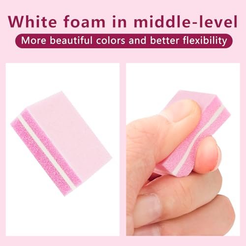 Nail Buffer Block, Dual Grit Sponge Nail File for Nail Sanding, 4 Piece Pink Manicure Tools for Nail Salons and Home Use - görsel 6