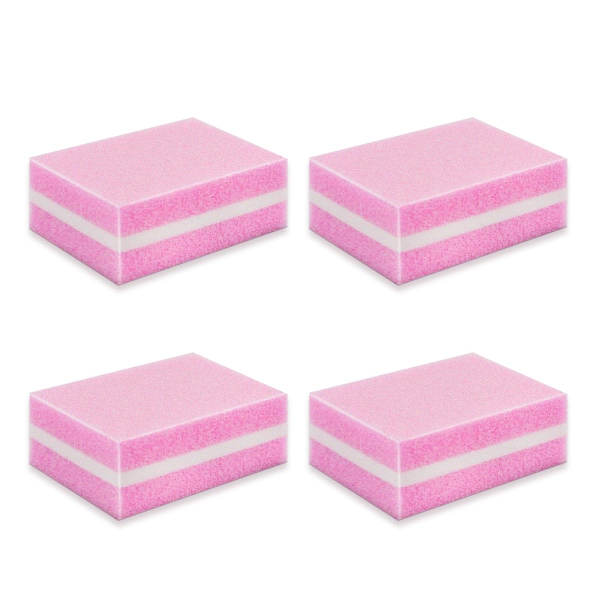 Nail Buffer Block, Dual Grit Sponge Nail File for Nail Sanding, 4 Piece Pink Manicure Tools for Nail Salons and Home Use - görsel 1