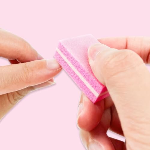 Nail Buffer Block, Dual Grit Sponge Nail File for Nail Sanding, 4 Piece Pink Manicure Tools for Nail Salons and Home Use - görsel 10
