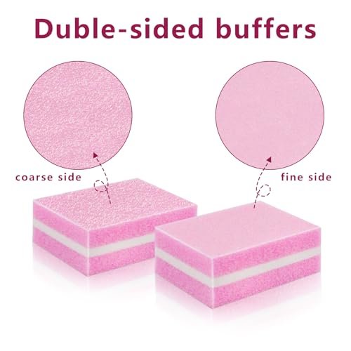 Nail Buffer Block, Dual Grit Sponge Nail File for Nail Sanding, 4 Piece Pink Manicure Tools for Nail Salons and Home Use - görsel 4