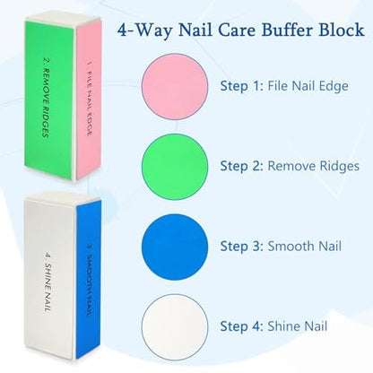 Black Nail File and Buffer - Large Square Sponge Manicure Tool for Nail Grinding and Care