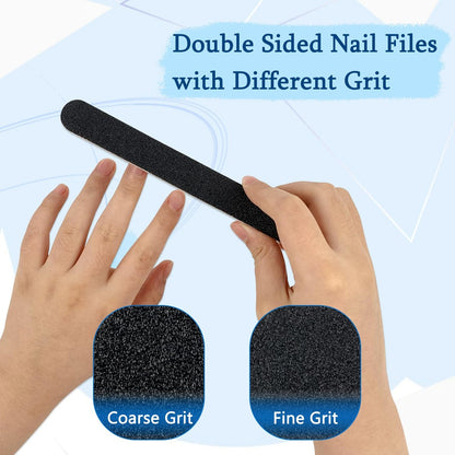 Black Nail File and Buffer - Large Square Sponge Manicure Tool for Nail Grinding and Care