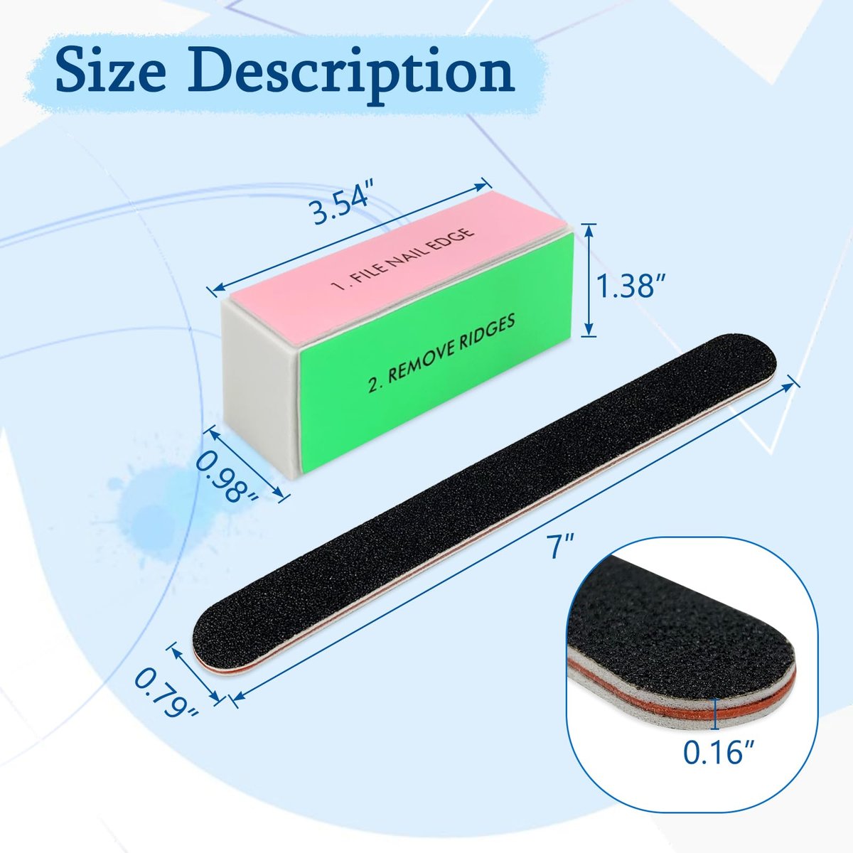 Black Nail File and Buffer - Large Square Sponge Manicure Tool for Nail Grinding and Care - görsel 11