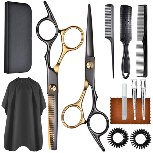 13-Piece Professional Hair Cutting Scissors Kit – 6.5-Inch Shears Set for Salon & Home Use