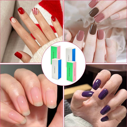 4-Piece Large Square Sponge Nail Buffer Block Set - 4-Way Nail File and Buffer for Smoothing and Polishing, Professional Nail Care for Salon and Home Use