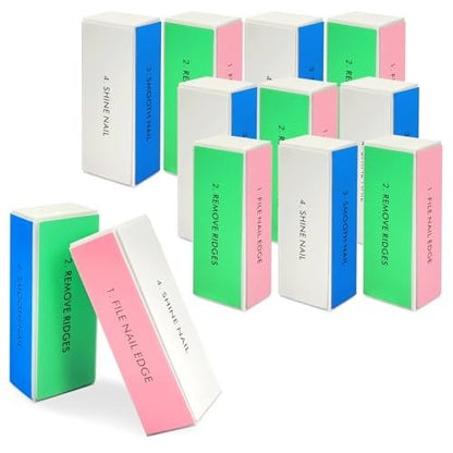 12-Piece White Sponge Nail Buffer Block, 4-Way Nail File and Buffer for Nail Care, Ideal for Salon and Home Manicures