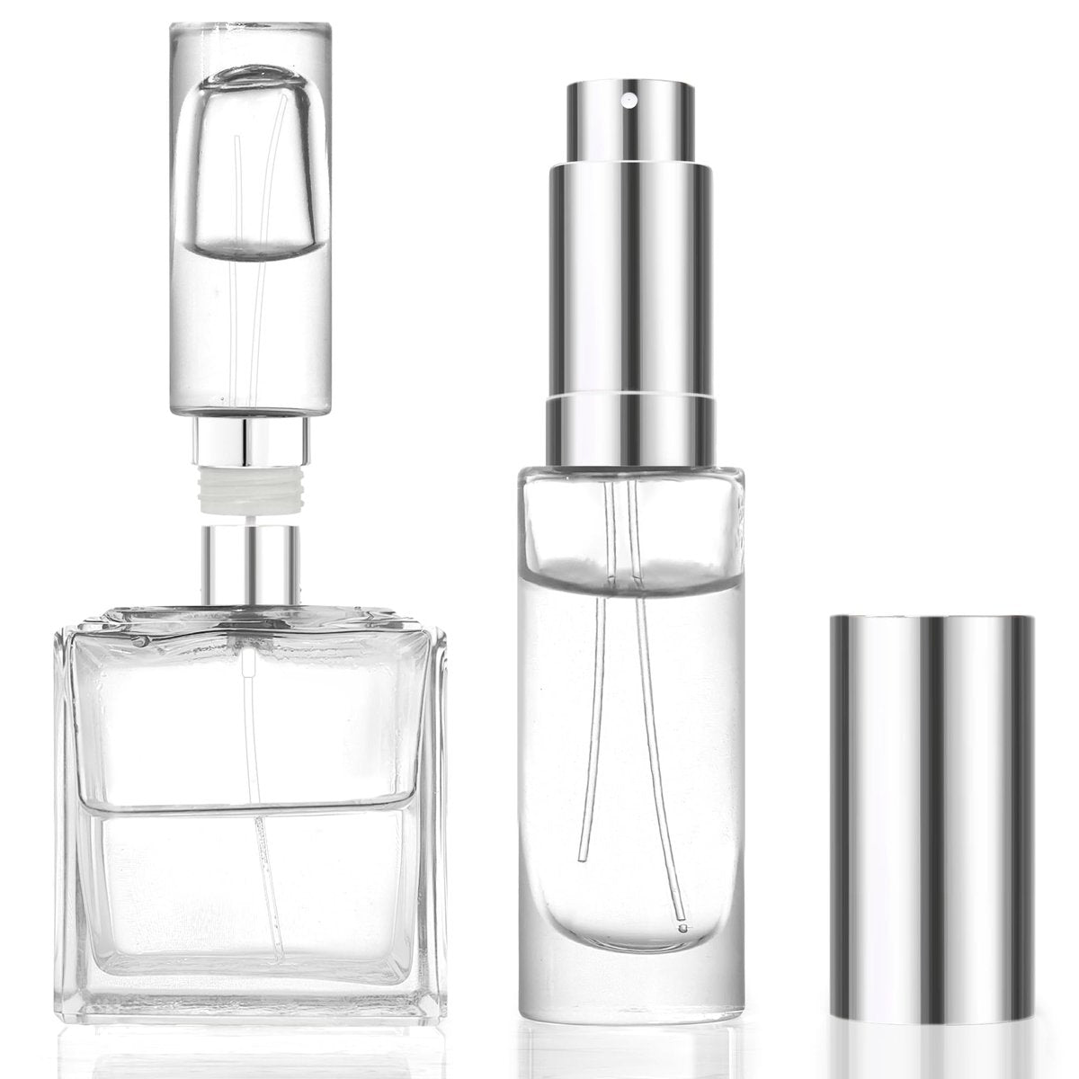 MUB 10ml Perfume Travel Refillable Atomizer Bottle - Leak-Proof Glass Spray Bottle for Cologne, Mini Empty Portable Pocket Atomizer (Aluminum, 0.3 oz) - görsel 1