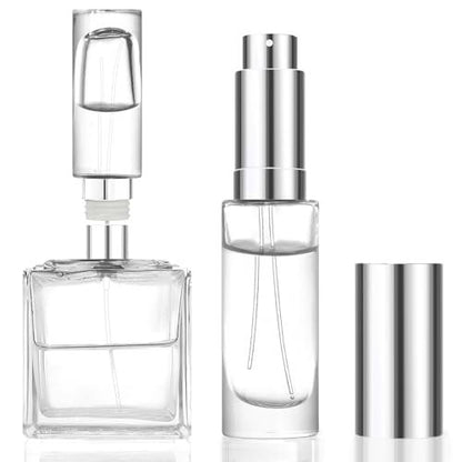 MUB 10ml Perfume Travel Refillable Atomizer Bottle - Leak-Proof Glass Spray Bottle for Cologne, Mini Empty Portable Pocket Atomizer (Aluminum, 0.3 oz)