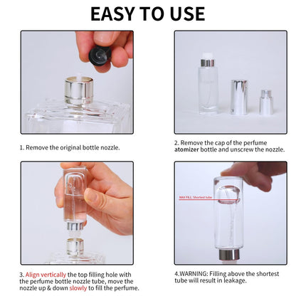 MUB 10ml Perfume Travel Refillable Atomizer Bottle - Leak-Proof Glass Spray Bottle for Cologne, Mini Empty Portable Pocket Atomizer (Aluminum, 0.3 oz)