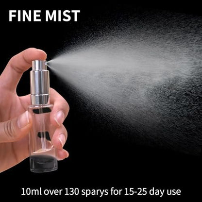 MUB 10ml Perfume Travel Refillable Atomizer Bottle - Leak-Proof Glass Spray Bottle for Cologne, Mini Empty Portable Pocket Atomizer (Aluminum, 0.3 oz)