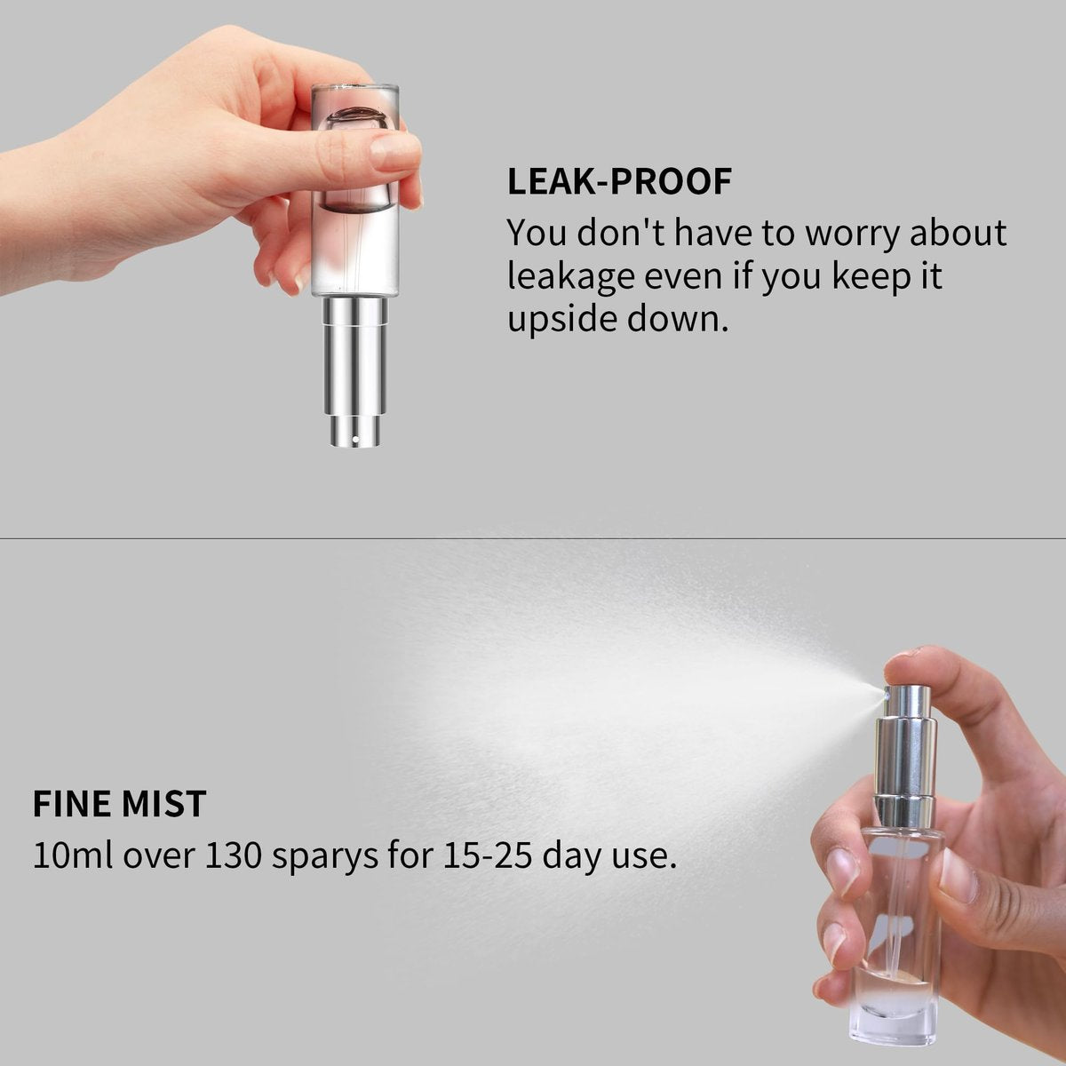 MUB 10ml Perfume Travel Refillable Atomizer Bottle - Leak-Proof Glass Spray Bottle for Cologne, Mini Empty Portable Pocket Atomizer (Aluminum, 0.3 oz) - görsel 10