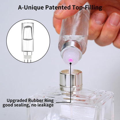 MUB 10ml Perfume Travel Refillable Atomizer Bottle - Leak-Proof Glass Spray Bottle for Cologne, Mini Empty Portable Pocket Atomizer (Aluminum, 0.3 oz)