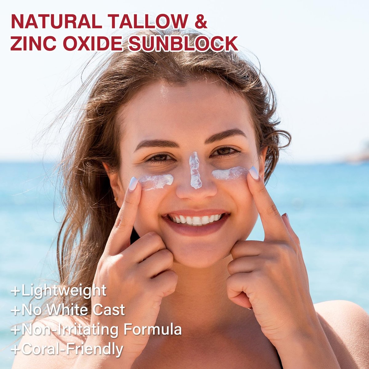 Beef Tallow Sunscreen SPF 50 with Zinc Oxide – Non-Toxic, Reef-Safe Mineral Sunblock for Body & Face, Non-Greasy, 3.5 oz Avelisse