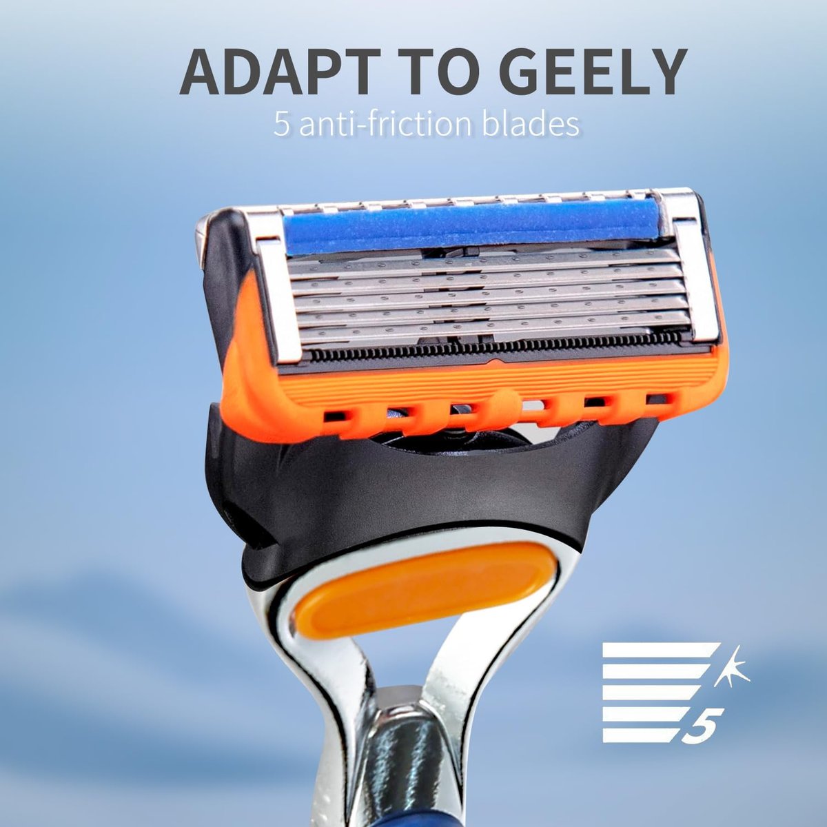 Replacement Razor Handle Compatible with Gillette Fusion5 – Non-Slip Ergonomic Design, Blue (1 Pack) - görsel 5