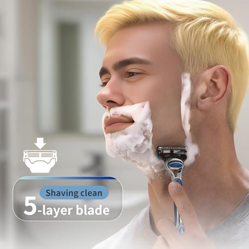 Replacement Razor Handle Compatible with Gillette Fusion5 – Non-Slip Ergonomic Design, Blue (1 Pack) - görsel 14