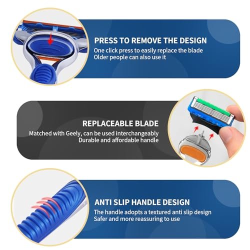 Replacement Razor Handle Compatible with Gillette Fusion5 – Non-Slip Ergonomic Design, Blue (1 Pack) - görsel 4