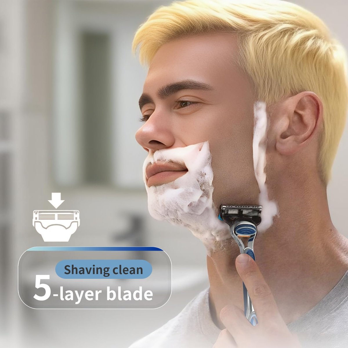 Replacement Razor Handle Compatible with Gillette Fusion5 – Non-Slip Ergonomic Design, Blue (1 Pack) - görsel 13