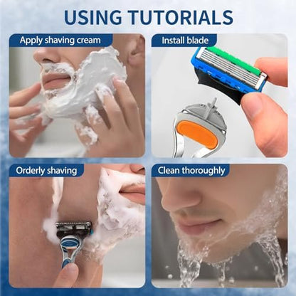 Replacement Razor Handle Compatible with Gillette Fusion5 – Non-Slip Ergonomic Design, Blue (1 Pack)