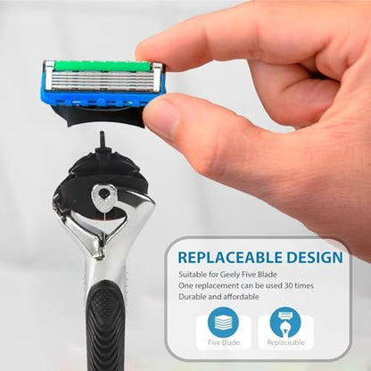 Replacement Handle Compatible with Gillette Fusion5 Razors for Men – Non-Slip Ergonomic Comfort Glide Razor Handle (1 Pack, Black)