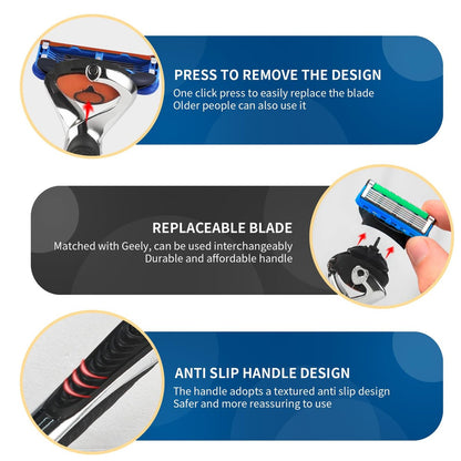 Replacement Handle Compatible with Gillette Fusion5 Razors for Men – Non-Slip Ergonomic Comfort Glide Razor Handle (1 Pack, Black)