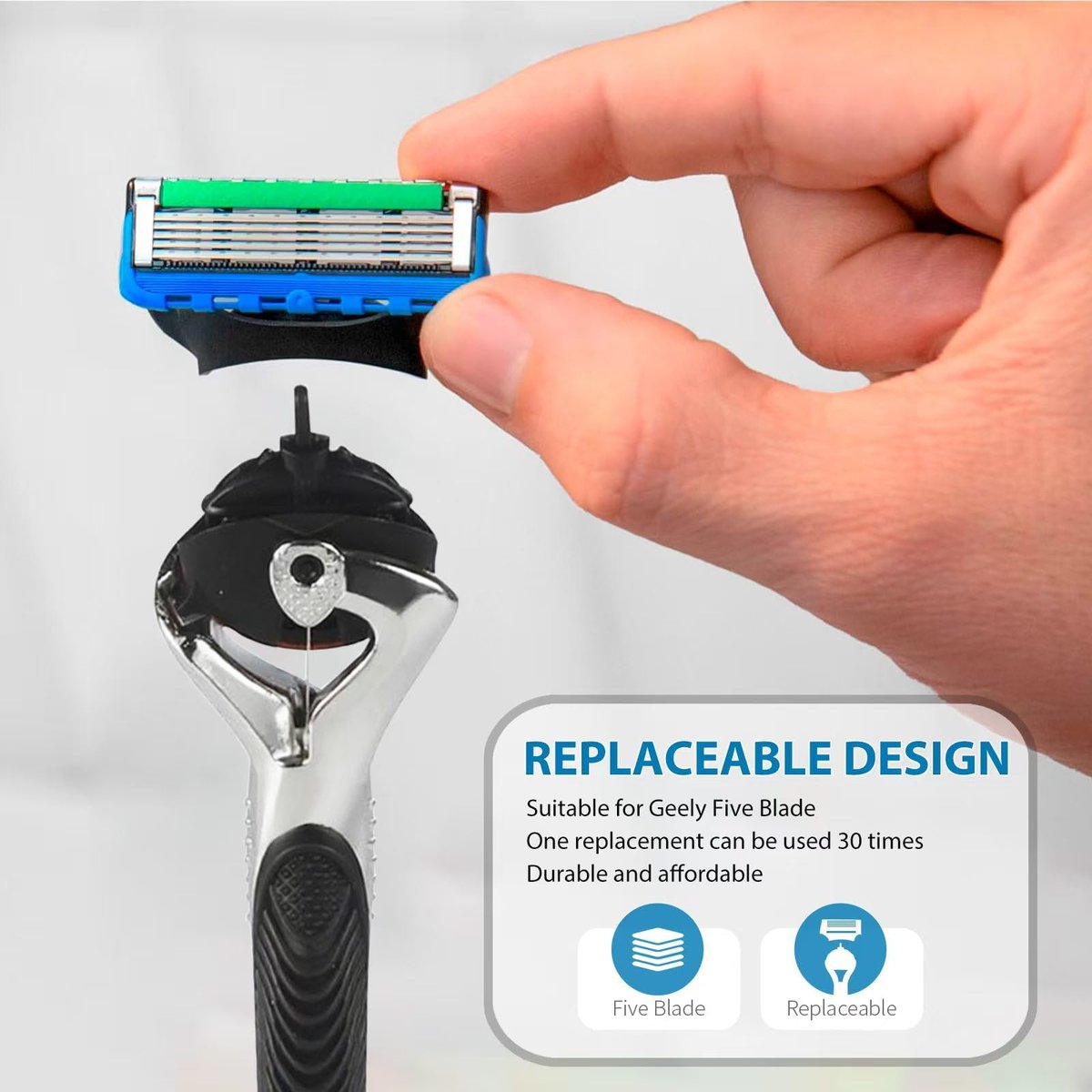 Replacement Handle Compatible with Gillette Fusion5 Razors for Men – Non-Slip Ergonomic Comfort Glide Razor Handle (1 Pack, Black) - görsel 9
