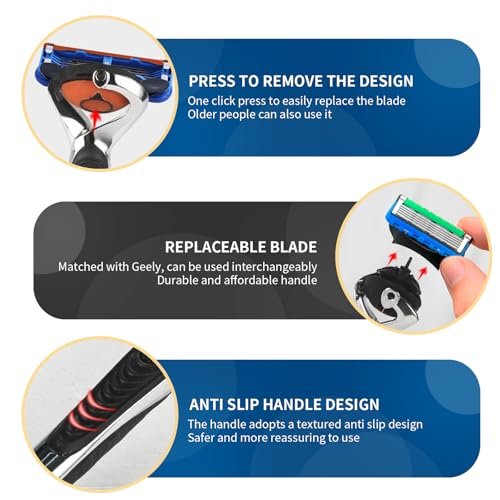 Replacement Handle Compatible with Gillette Fusion5 Razors for Men – Non-Slip Ergonomic Comfort Glide Razor Handle (1 Pack, Black) - görsel 4