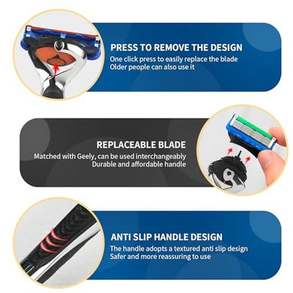 Replacement Handle Compatible with Gillette Fusion5 Razors for Men – Non-Slip Ergonomic Comfort Glide Razor Handle (1 Pack, Black)