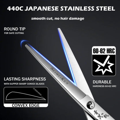 Professional Hair Cutting Scissors - 6" Japanese 440C Stainless Steel Shears with Convex Blade for Ultra-Sharp Smooth Cuts - Ideal for Hairdressing, Barbers, Salon & Home Stylists Avelisse