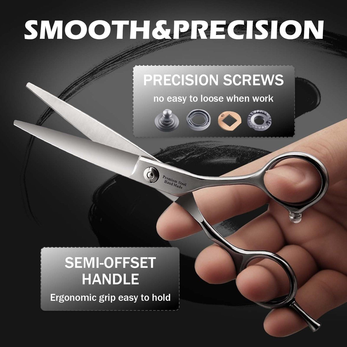 Professional Hair Cutting Scissors - 6" Japanese 440C Stainless Steel Shears with Convex Blade for Ultra-Sharp Smooth Cuts - Ideal for Hairdressing, Barbers, Salon & Home Stylists Avelisse