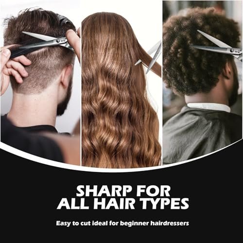 Professional Hair Cutting Scissors - 6" Japanese 440C Stainless Steel Shears with Convex Blade for Ultra-Sharp Smooth Cuts - Ideal for Hairdressing, Barbers, Salon & Home Stylists Avelisse