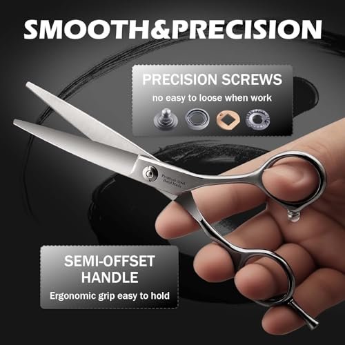 Professional Hair Cutting Scissors - 6" Japanese 440C Stainless Steel Shears with Convex Blade for Ultra-Sharp Smooth Cuts - Ideal for Hairdressing, Barbers, Salon & Home Stylists Avelisse