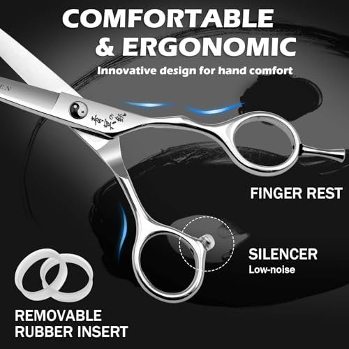 Professional Hair Cutting Scissors - 6" Japanese 440C Stainless Steel Shears with Convex Blade for Ultra-Sharp Smooth Cuts - Ideal for Hairdressing, Barbers, Salon & Home Stylists Avelisse