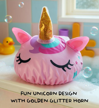 Cute Unicorn Shower Cap for Kids – Reusable Waterproof Hair Cover for Girls Avelisse