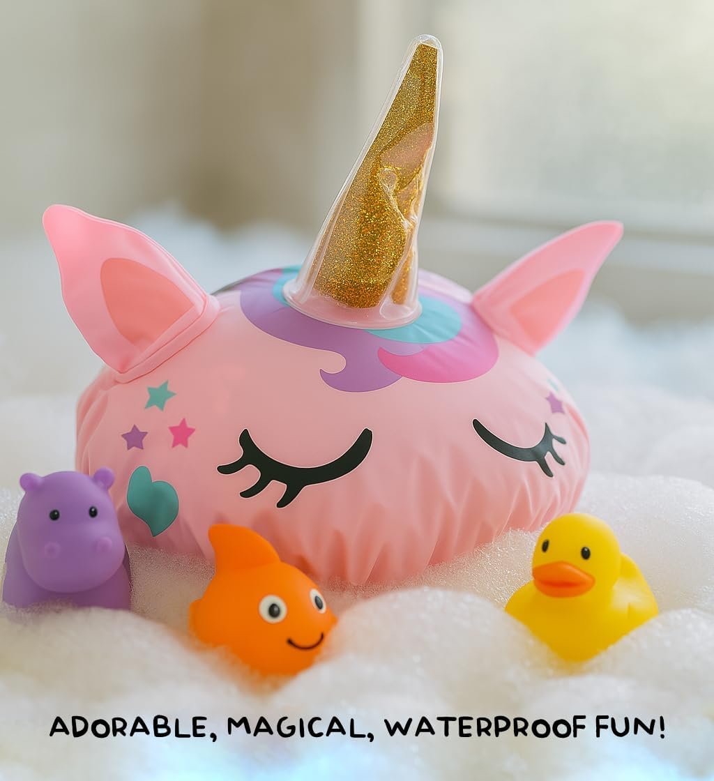 Cute Unicorn Shower Cap for Kids – Reusable Waterproof Hair Cover for Girls Avelisse